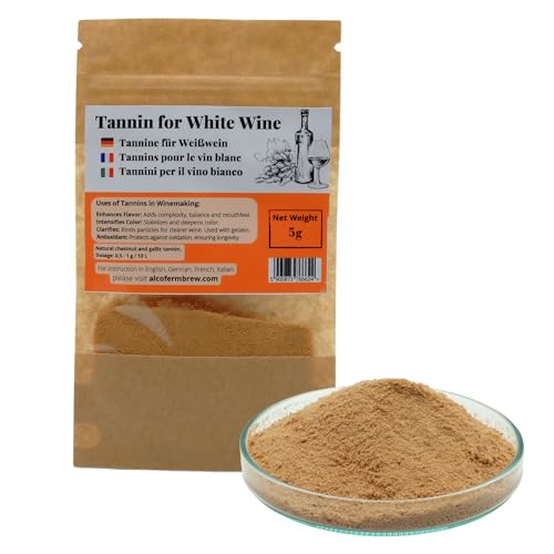 AlcoFermBrew Tanino para Vino Blanco 5g – Extracto Natural de Roble y Castaño, Claridad, Sabor y Crianza