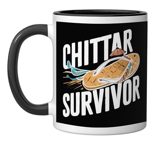 Chittar Survivor Desi Punjabi Sikh Funny Indian Culture Joke Ceramic Mug, Black/White