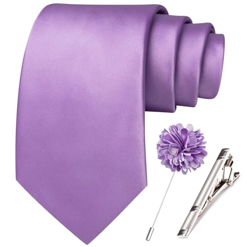 Image of Hi-Tie Men's Extra Long Solid Satin Tie Set 63 Inch /70 Inch Formal Necktie