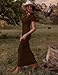 LOMON Trendy Dresses Woman Summer Maxi Casual 2024 Long Elegant Bodycon Ladies Dress Junior Semi-Formal TightFishtail Sexy Y2k Short Sleeve Tight Ribbed Knitted Fitted Crew Neck Vestido