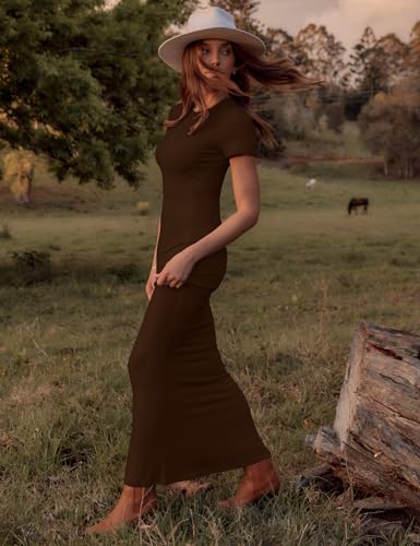 Image of LOMON Women Fishtail Hem Ribbed Maxi Dresses Summer Casual Stylish Y2k Sexy Fitted Lady Elegant Cotton Soft Lounge Dress