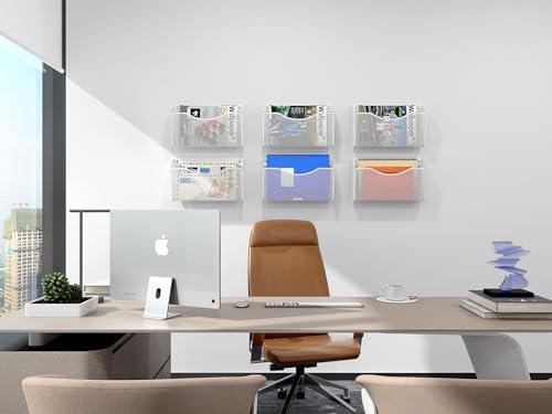 EasyPAG Metall Querformat A4 Zeitschriftenhalter Wand Zeitschriften Wandhalter Aktenablage Dokumentenhalter Hängend Magazin Organizer,Weiß