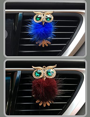 Image of KEEPFINE Car Diffuser Vent Clip,2pcs Owl Cute Car Air Freshener,Bling Crystal Car Air Vent Clip Charms Car fresheners for Women (Sapphire,Wine Red)