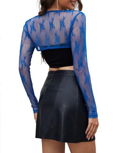 Image of KTILG Womens Lace Long Sleeve Bolero Shrug Going Out Shirts Summer Open Front Cardigan 2024