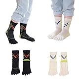 Pursuestar 2 Pairs Cotton Five Finger Toe Socks Athletic Sports Breathable Mesh Seperated Socks for Boys Girls Kids Teens 6-15 Years