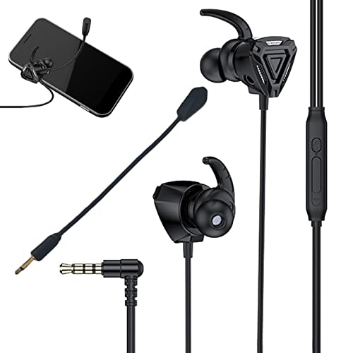 WEITING Auriculares para jugar con micrófono | juego con cable con doble micrófono desmontable | Auriculares con conector 3,5 mm para juegos móviles con reducción ruido