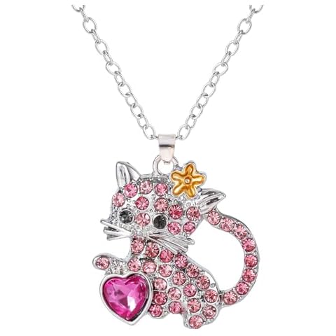 Mikovivi Cat Rhinestone Heart Necklace thumbnail