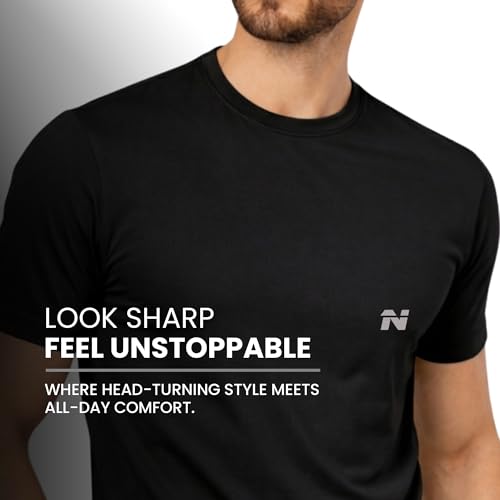 Image of NINQ Solid Tshirt for Men Round Neck | Half Sleeve Tshirt | Slim Fit Compression T-Shirt Gym Wear | Casual Running Yoga Sports wear for Mens