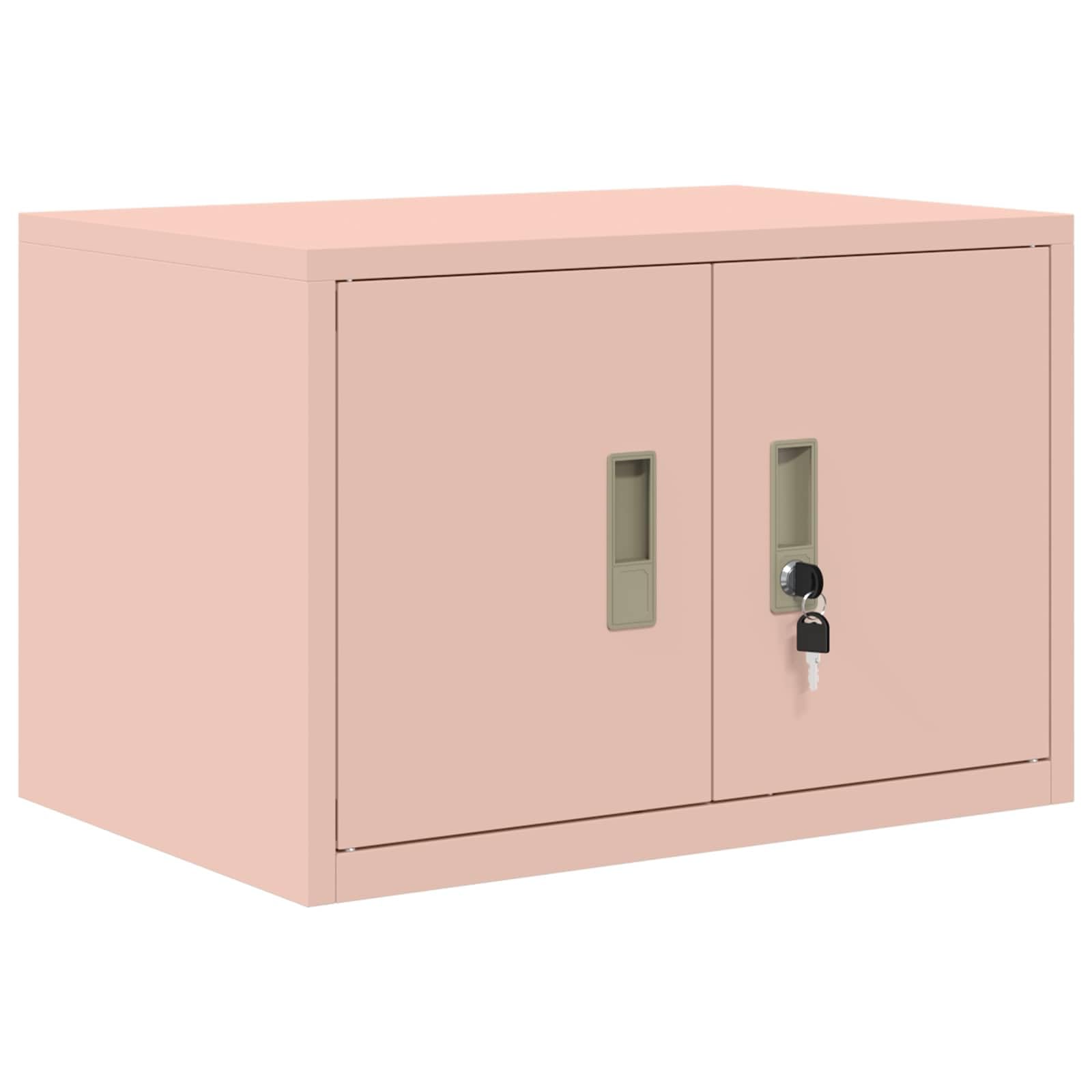 Industriemöbel Aktenschrank Aufbewahrungsschrank Rosa 60 x 40 x 40 cm Stahl Büroorganisation Stahlkonstruktion mit abschließbaren Türen für effiziente Lagerung
