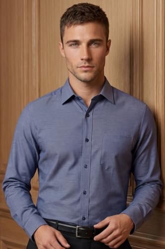 Image of Louis Philippe Men's Regular Fit Easy to Iron Everyday wear Premium Cotton Full Sleeve Solid Formal Shirt