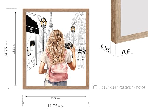 Image of Poster Master Fashion Poster - Lady With A Camera Print - Trendy Art - Paris Art - Modern Art - Gift for Women & Fashionista - Glamour Wall Decor for Bedroom or Girl's Room, 11x14 Beige Framed