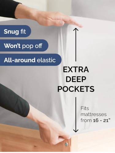 Image of Extra Deep Pocket King Size Sheet Set - Breathable & Cooling - French Grey