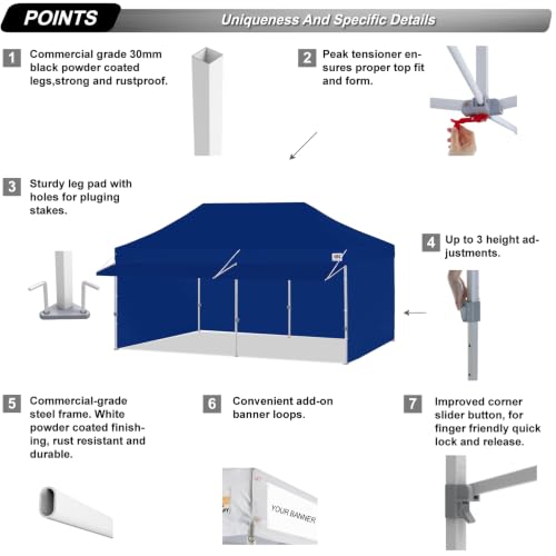 Image of ABCCANOPY 10x20 Commercial Pop up Canopy Tent with Awning Sidewall