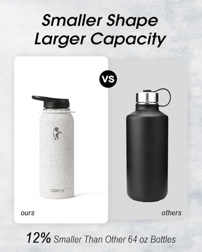 Image of Coolflask 40 oz Water Bottle Insulated Stainless Steel with Strap