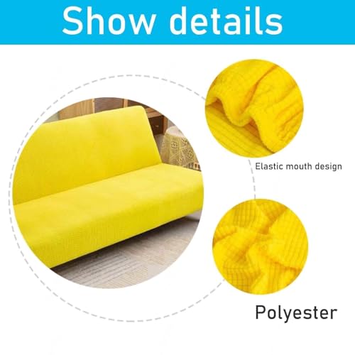 Konsilsa Elastic Sofa Bed Cover No Arms,Polyester Spandex Stretch Futon Slipcover Protector Full Folding Couch Shield fits Sofa Bed without Armrests(H,L(190-210cm))