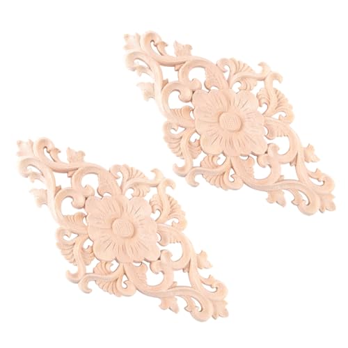 Hemobllo Decoración para Muebles Apliques de Madera Tallada, 2 Piezas, Fáciles de Pintar, Ideales para Puertas y Gabinetes