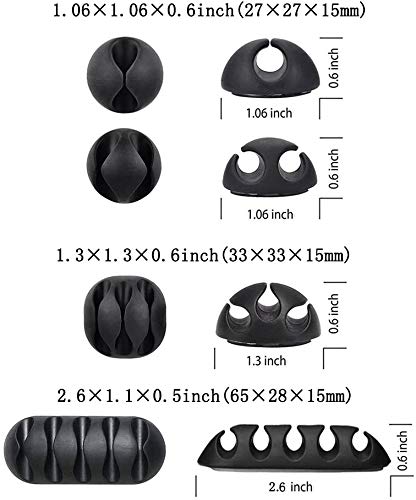 Image of Volo Cable Clips, Cable Organizer, Cord Management, Wire Management System,10 Pieces, Self Adhesive for Your Wires, Charging and Mouse Cord (Color: Black)