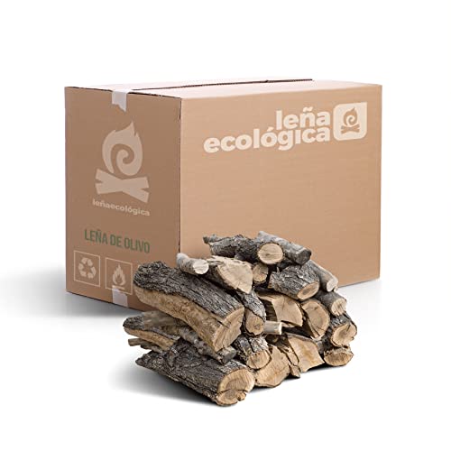 LEÑA ECOLÓGICA Leña de Olivo para Chimeneas, Estufas, Barbacoas y Hornos de Asar. 0,05m3 de leña de Olivo Troncos de leña Medianos 30-40CM Alta Durabilidad Gran Poder calorífico