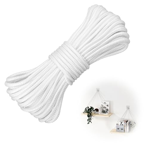 Picture Hanging Cord Extra Strong, 20m x 2.5mm Picture Hanging String, Heavy Duty Braided Nylon Rope 30kg Capacity for Hanging Large Mirrors Photo Frames Paintings Wall Art Decorations DIY Crafts