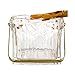 Creative Co-Op 24-Ounce Textured Glass Ice Bucket with Handle and Tongs, Clear/Gold