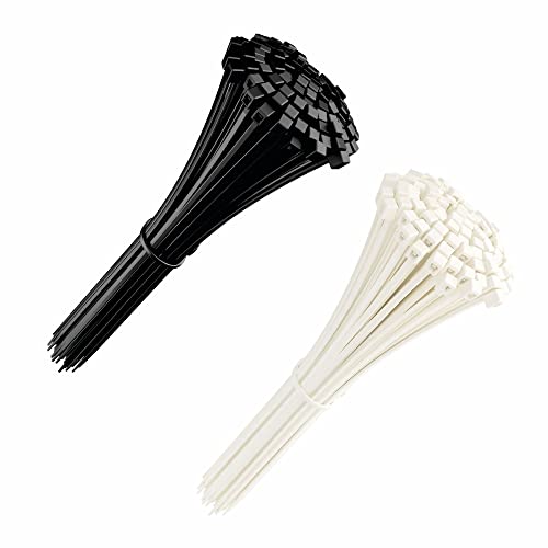 intervisio Juego Bridas de Plastico para Cables 200mm x 2,5mm, Negro y Blanco, 200 Piezas Cover