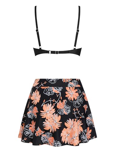 ZAFUL Bikini Sets for Women High Waisted Tummy Control Swim Skirt Set Two Piece Cutout Swim Suit 2025 Modest Swimsuit3