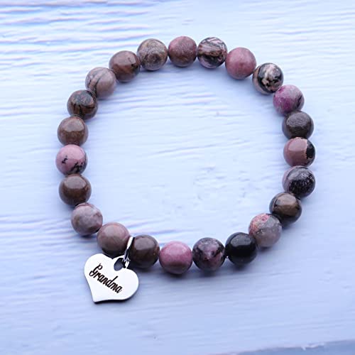 Mftrading 8Mm Beads Bracelet Gift To My Grandma Birthday Gifts Heart Charm Nature Stone Bracelet For Women #TOP5