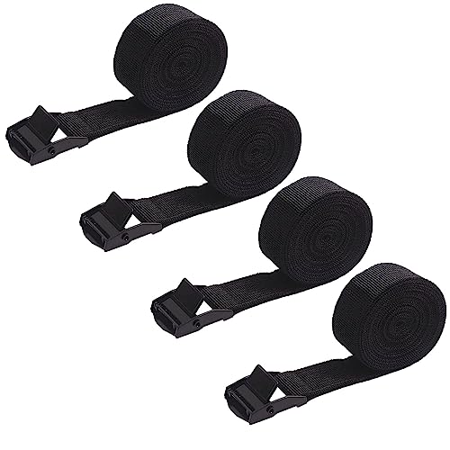 TuTuYa Tie Down Straps 4PK, 5ft x 0.98in, Black, Heavy Duty