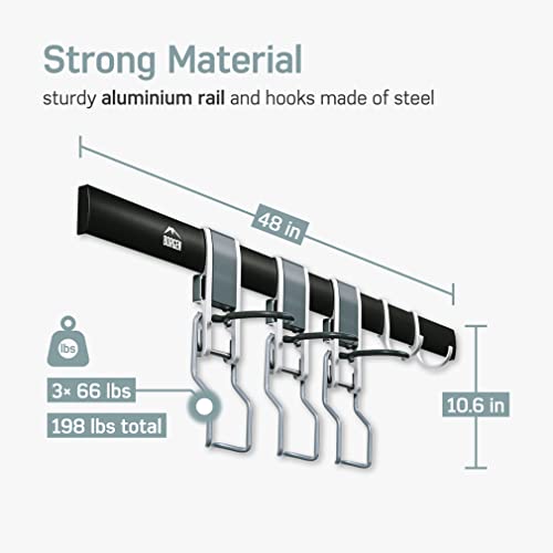 Borgen Bike Wall Mount For 3 Bikes - Bike Rack Garage - Expandable Bike Storage Solution With Steplessly Adjustable Bike Hooks And Hooks For Accessories. #TOP2
