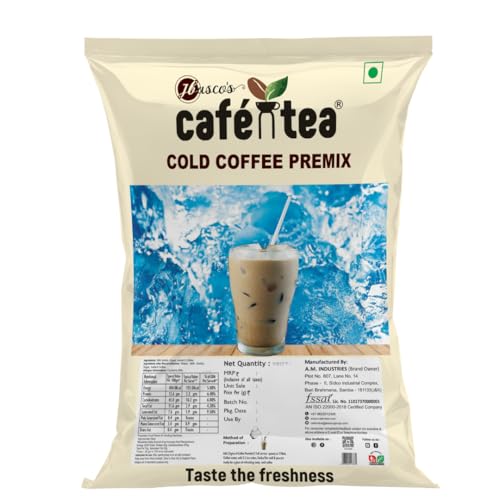 Image of Cafe N Tea Cold Coffee Premix Powder 1kg (Pack of 2 x 500g) Instant Drink Mix Cafe Style Iced Coffee Rich Creamy Easy to Make Makes 40 Glasses
