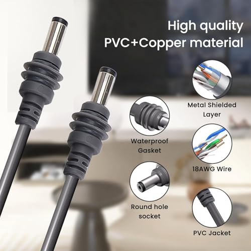 Cable de alimentación CC satelital de 18 AWG 15m con conector mini de 90° 3