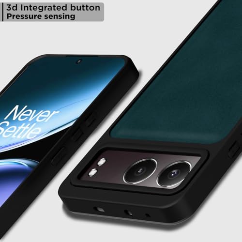 Image of Pikkme Back Cover for OnePlus Nord 4 5G | PU Leather, Full Camera Protection, Super Soft-Touch & Raised Edges Bumper Case (Green)