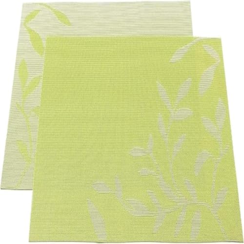Image of Potency Table Mats Set of 4, Woven Placemate for Dining Table, Heat-Resistant Placemats Stain Resistant Anti-Skid Washable PVC Table Mats, Vinyl Placemats for Dining Kitchen Restaurant Table (C-Green)