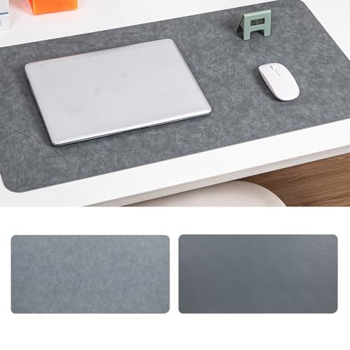 Tapis de souris rétro pour bureau en cuir bicolore gris de 70 cm