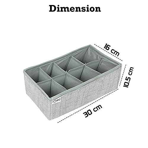 Image of HOKIPO Non-Woven Fabric Undergarment Organizer Storage Box for Drawers Bra Panty Socks Tie Lingerie Organizer for Wardrobe, Grey, 8 Grids (IN-334-GRY)