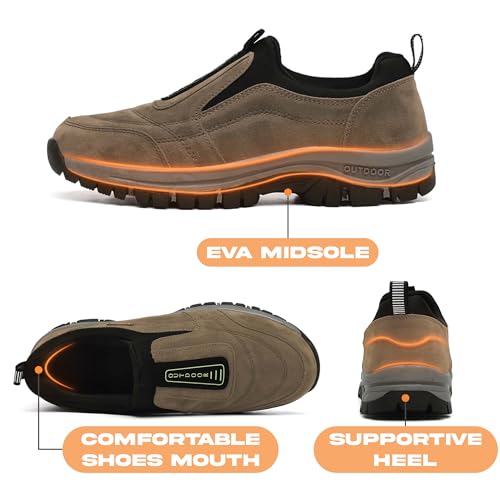 Men's Waterproof Hiking Shoes Comfortable Orthopedic Walking Shoes Slip on Outdoor Sneakers2