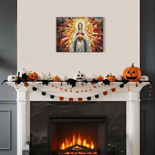 Image of Catholic Wall Art Our Lady of Guadalupe Picture Christian Artwork for Living Room Blessed Home Decor, Vintage Virgin Mary Poster Religious Spirit Canvas Prints Painting Bedroom Decorations 12x16 inch