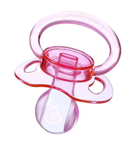 Image of Landofgenie Large Shield Adult Size Pacifiers Bone Shape Transparent Design Pacifier Pink