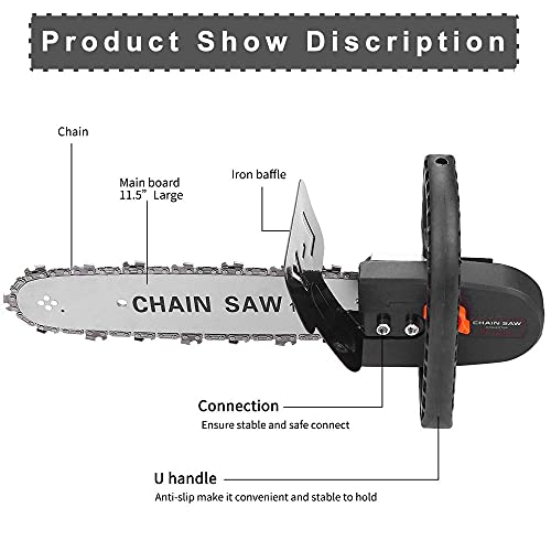 Image of Chainsaw Electric Drill Modified To Electric Chainsaw Tool Attachment Electric Chainsaws Accessory Woodworking Tool (Size : 11.5 Inch, Type : Angle Grinder Attachment)