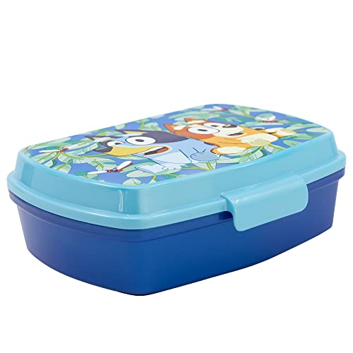 STOR Porta Merenda Bambini Bluey, Lunch Box Rettangolare 1333ml, Senza BPA, Plastica Resistente, Ideale per Scuola e Spuntini