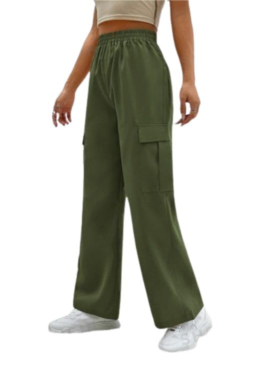 SYYNCRO Women's Western High Waist Solid Cargo Jogger Pants & Tro...
