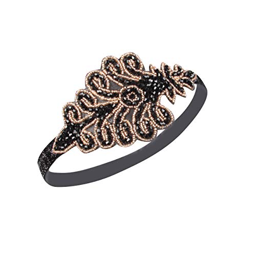 Vintage 1920s Gatsby Headpiece Flapper Headband with Beaded Applique for Women (A Design)