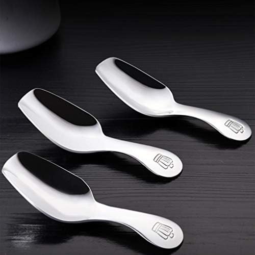 Yardwe 4 Pcs Stainless Steel Mini Teaspoon Short Handle Small Salt Scoop Spice Coffee Spoons for Loose Tea Leaves Coffee Beans Candy Milk Powder Sivler