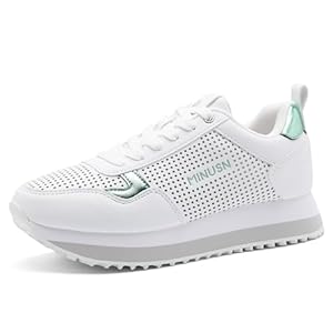 Women’s Sneakers Thick Sole Fashion Walking Shoes Breathable Anti-Slip Sneakers Thick Arch Lace Up Casual Shoes Comfortable Height Increasing Tennis Shoes