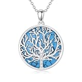 MOLICACI Collar de plata de ley S925 con diamantes cultivados en laboratorio y turquesa, plata de ley auténtica para mujer, mamá, Navidad, 18 + 2 pulgadas