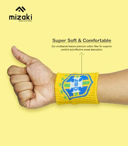 Image of Mizaki Super Comfert Wristband for All Sports - Stretchable, Super Sweat Absorbent Supports for Wrist (Yellow)