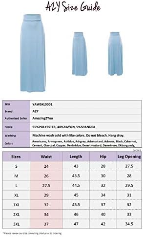 A2Y Women's Basic Foldable High Waist Floor Length Maxi Skirts