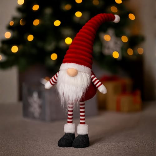 Marco Paul 53cm Red Standing Christmas Gonk – Super Soft Nordic Plush Santa Gnome Ornament - Furry Festive Indoor Decoration for Table, Fireplace, Windowsill & Xmas Home Décor