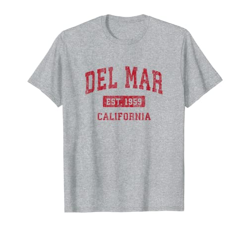 Del Mar California CA Diseño Deportivo Vintage Diseño Rojo Camiseta