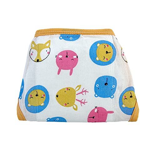 Image of Pom Pom Sweethearts Washable Reusable Cotton Muslin U Shape Lace Nappy,Langot For New Born Baby - Pack of 5(Animal Face Print 3-6 Months)